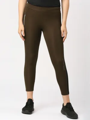 Women Olive Green Solid Tights - RAD INTENSE TRACK-OL