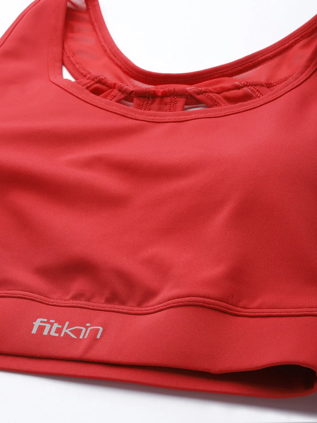 Women Red Medium Impact Sports Bra With Back Mesh