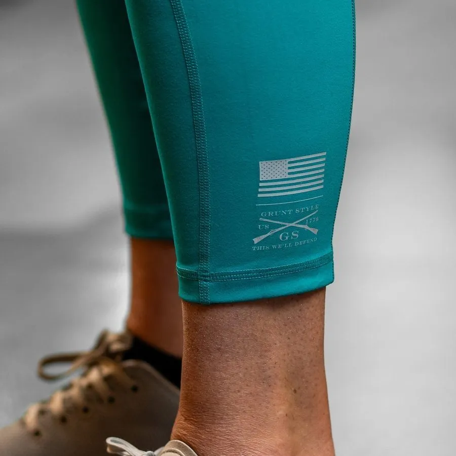 Women's Agility 7/8 High Waisted Leggings - Aqua