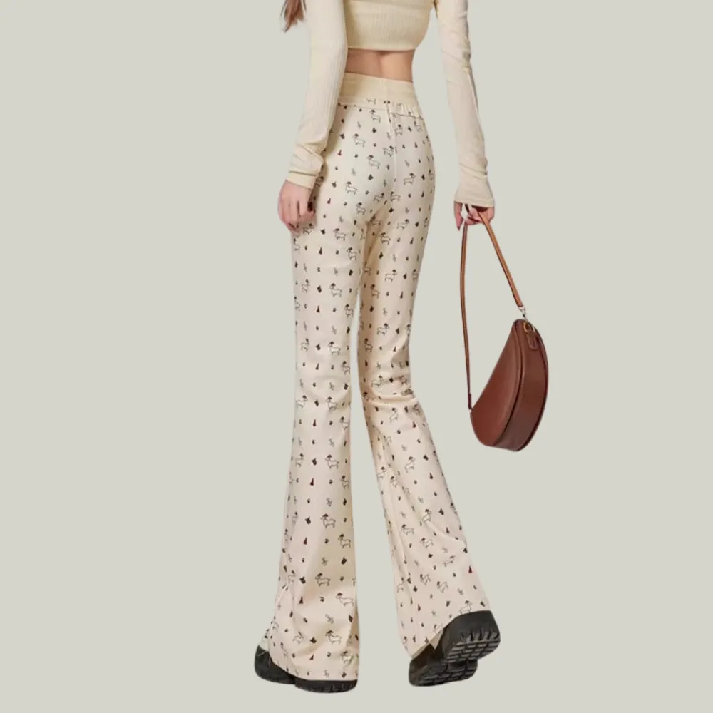 Women's Cute Puppy Floral Sweatpants
