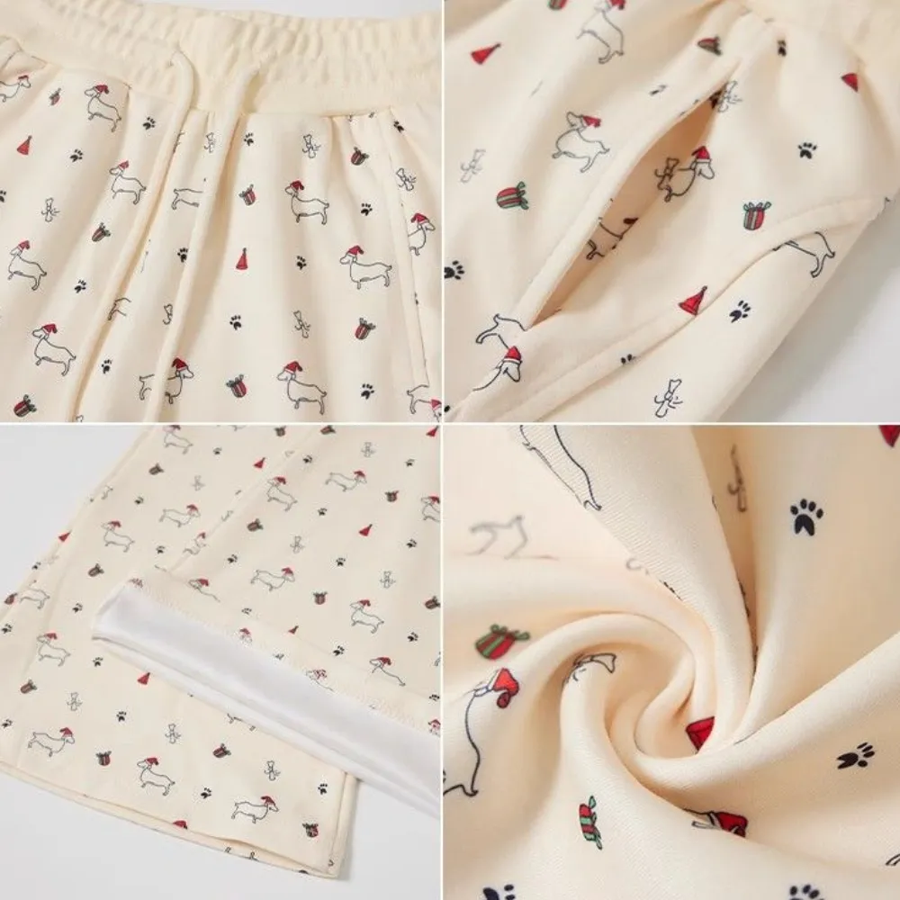 Women's Cute Puppy Floral Sweatpants