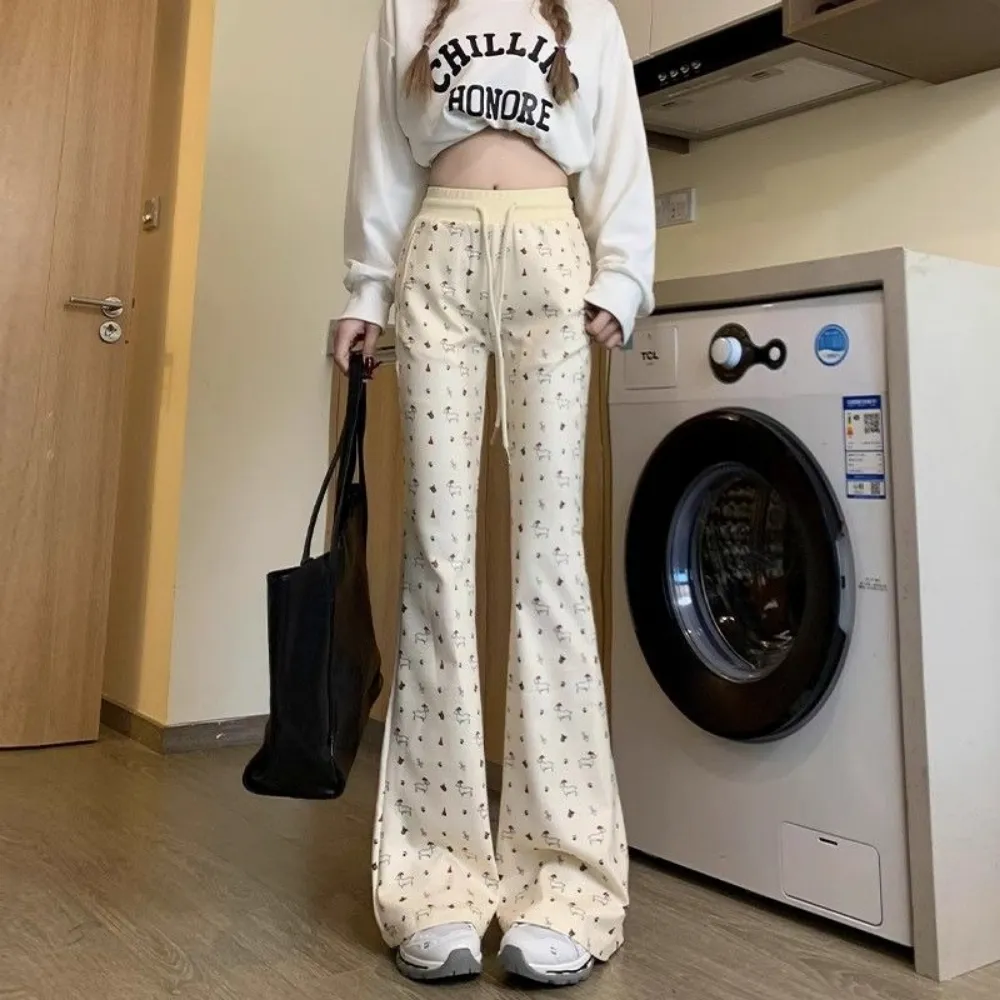 Women's Cute Puppy Floral Sweatpants