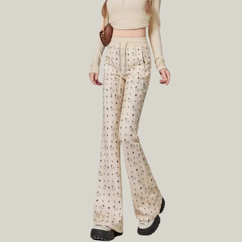 Women's Cute Puppy Floral Sweatpants