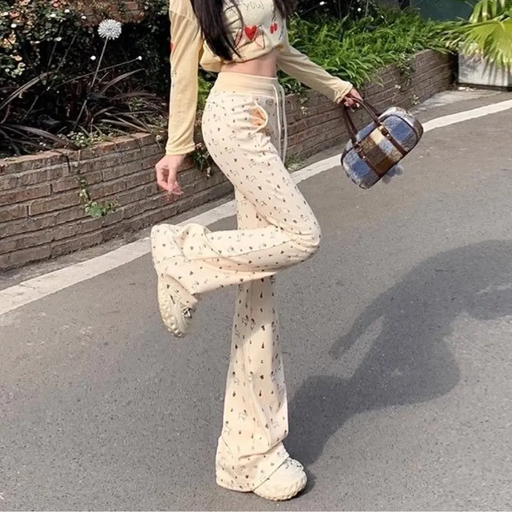 Women's Cute Puppy Floral Sweatpants