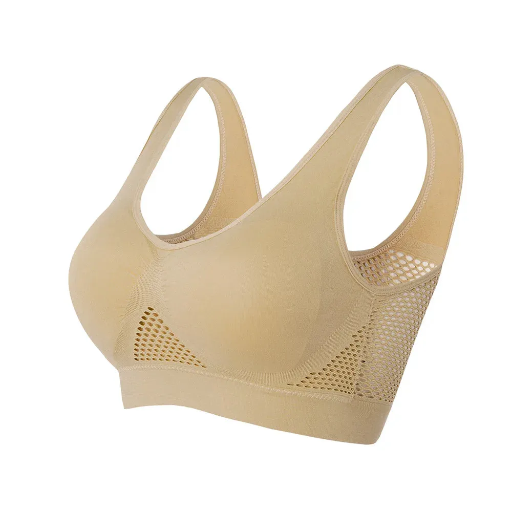 Women's Hollow Out Fitness Yoga Sports Bra - Padded Push-Up Seamless Athletic Vest