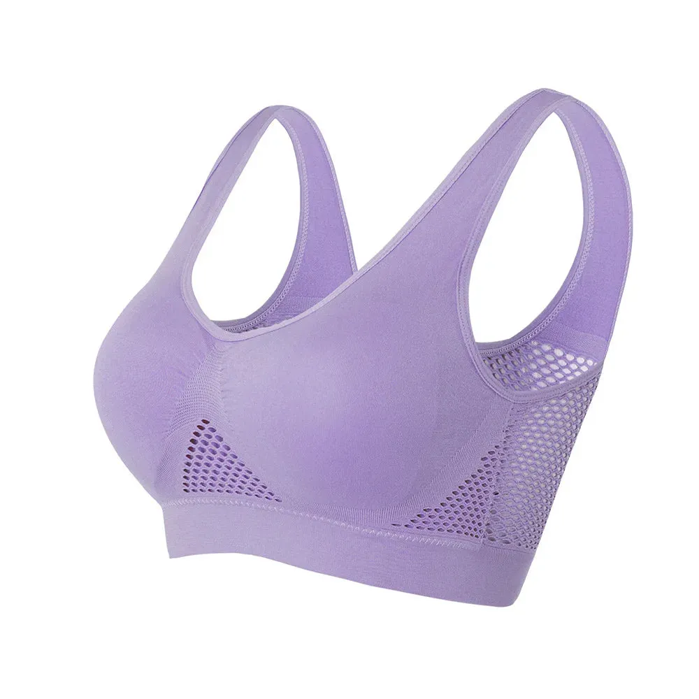Women's Hollow Out Fitness Yoga Sports Bra - Padded Push-Up Seamless Athletic Vest