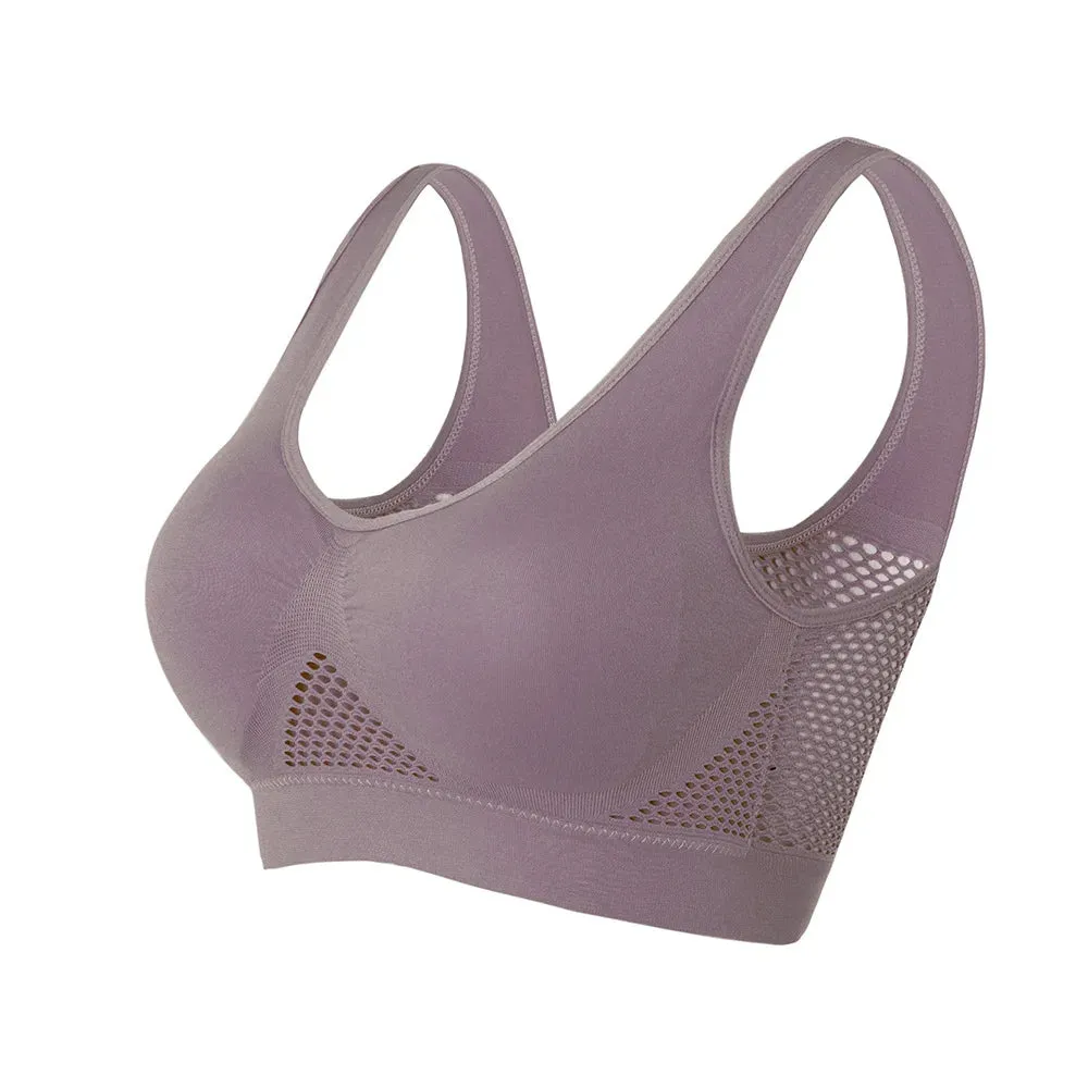 Women's Hollow Out Fitness Yoga Sports Bra - Padded Push-Up Seamless Athletic Vest