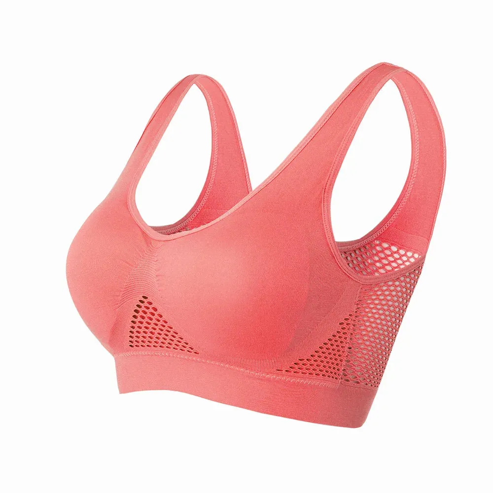 Women's Hollow Out Fitness Yoga Sports Bra - Padded Push-Up Seamless Athletic Vest