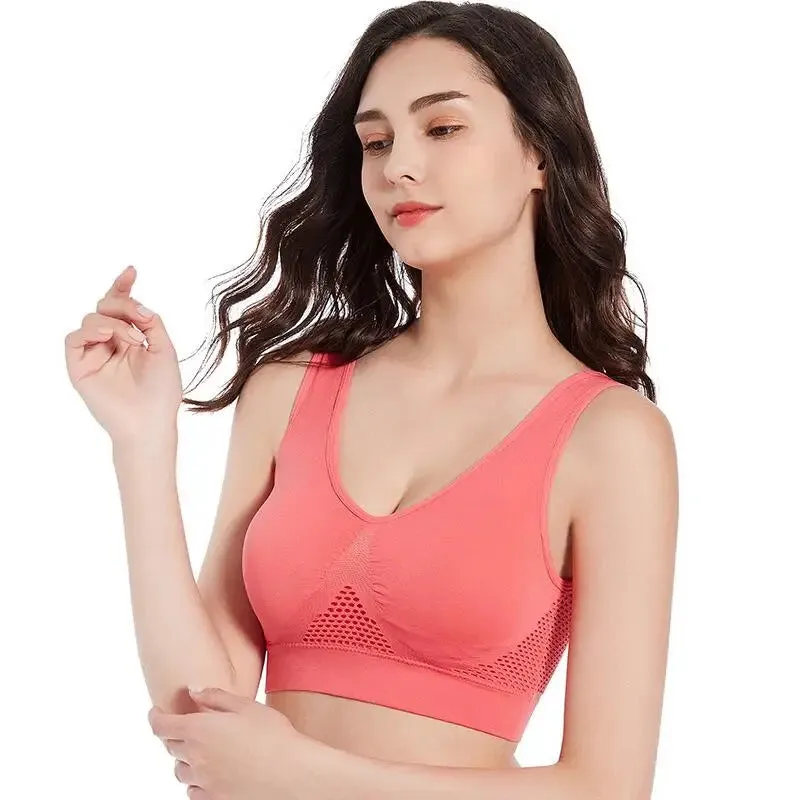 Women's Hollow Out Fitness Yoga Sports Bra - Padded Push-Up Seamless Athletic Vest