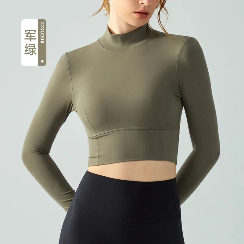 Women's Inside Padded Yoga Sport Shirt - Comfortable Gym Exercise Top with Chest Pad