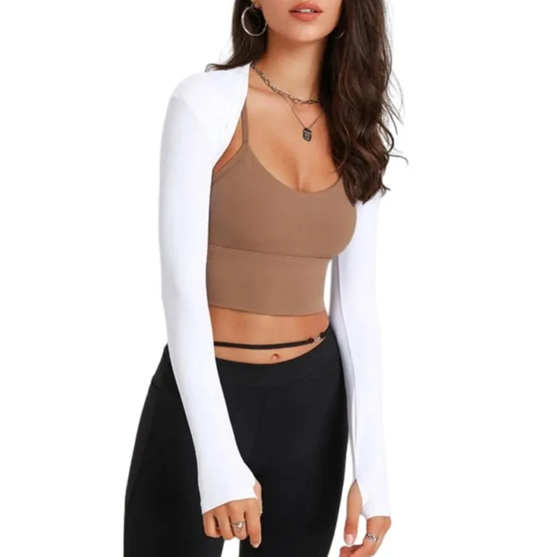 Women's Long Sleeve Open Front Crop Cardigan - All-Matching Sport Crop Top