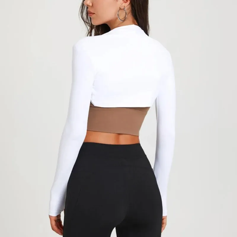 Women's Long Sleeve Open Front Crop Cardigan - All-Matching Sport Crop Top