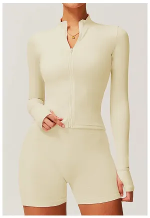 Women's Quick-Dry Slim Fit Zip-Up Sports Jacket – Breathable Long-Sleeve Yoga & Running Top