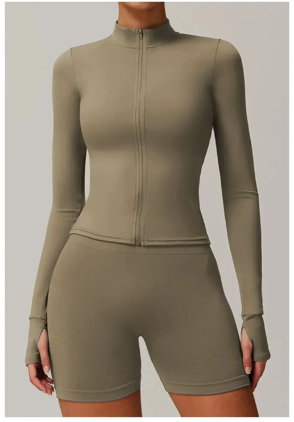 Women's Quick-Dry Slim Fit Zip-Up Sports Jacket – Breathable Long-Sleeve Yoga & Running Top