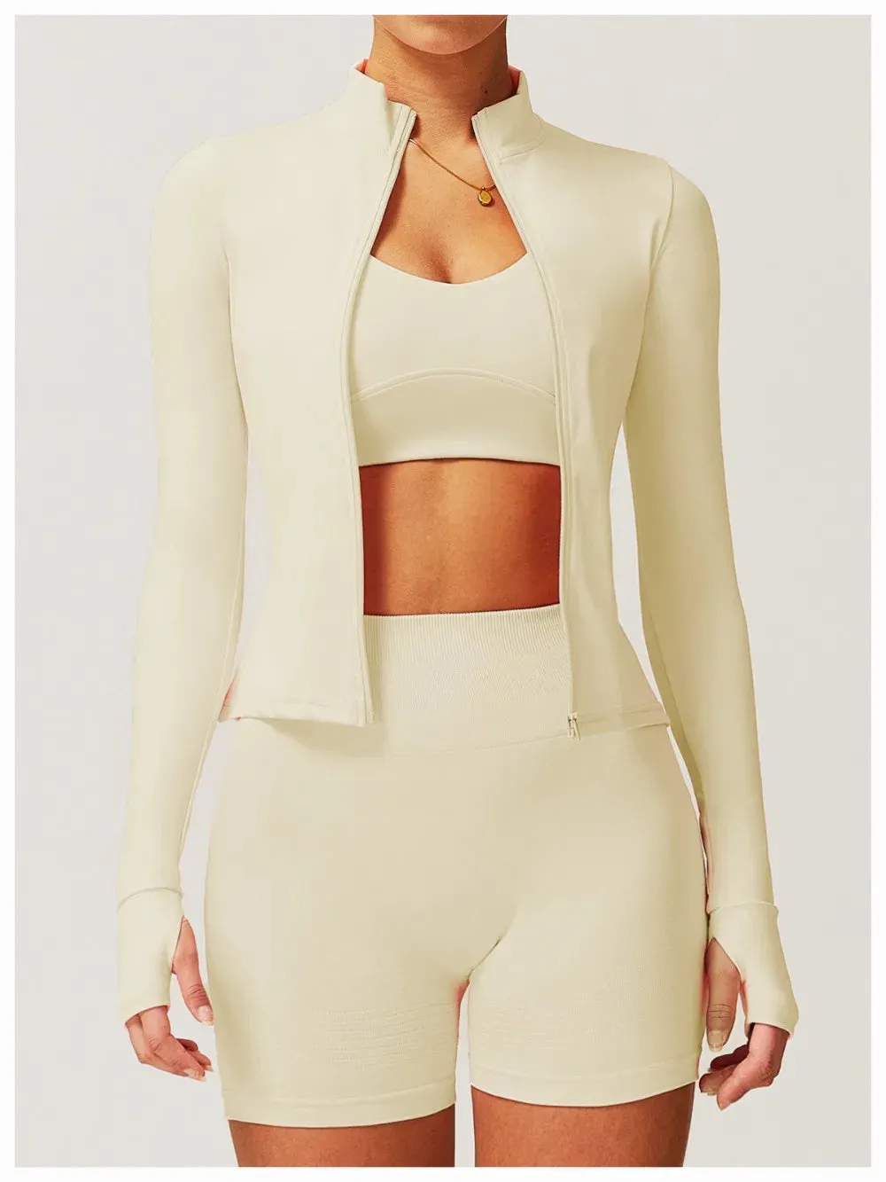 Women's Quick-Dry Slim Fit Zip-Up Sports Jacket – Breathable Long-Sleeve Yoga & Running Top