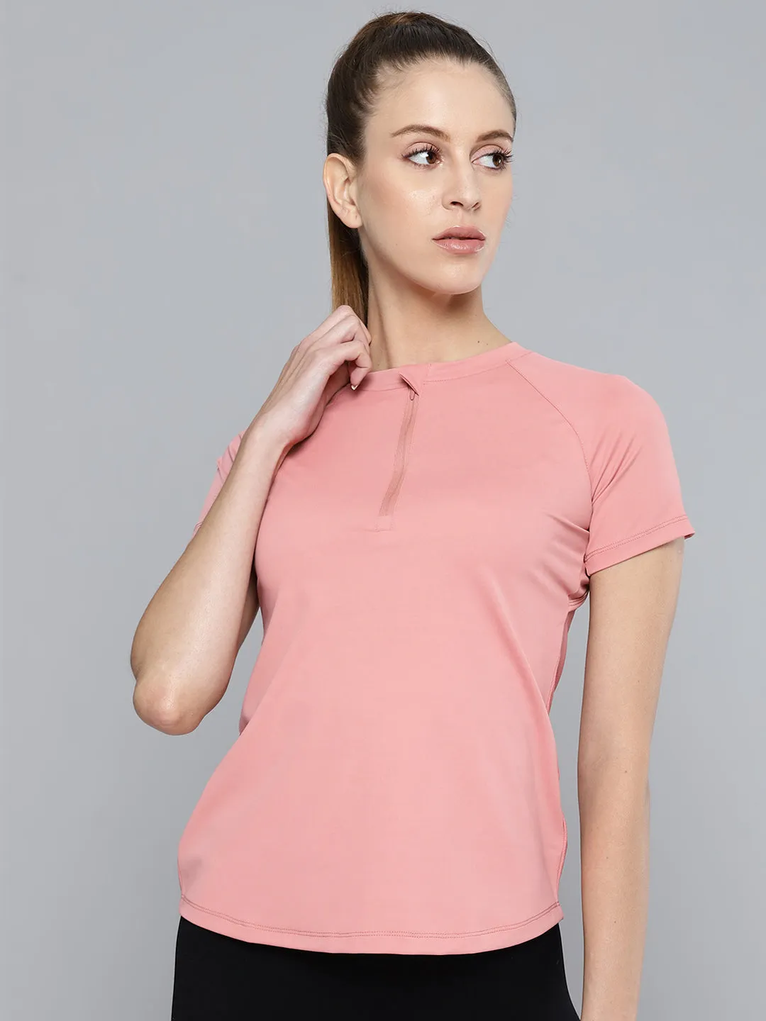 Women's Slim Fit Pink T-shirt