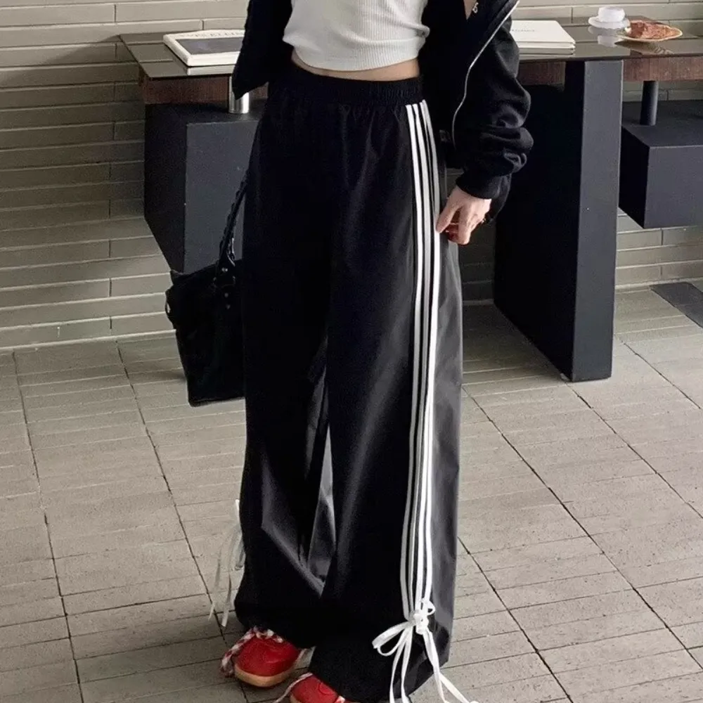 Women's Striped Braided Bow Sweatpants