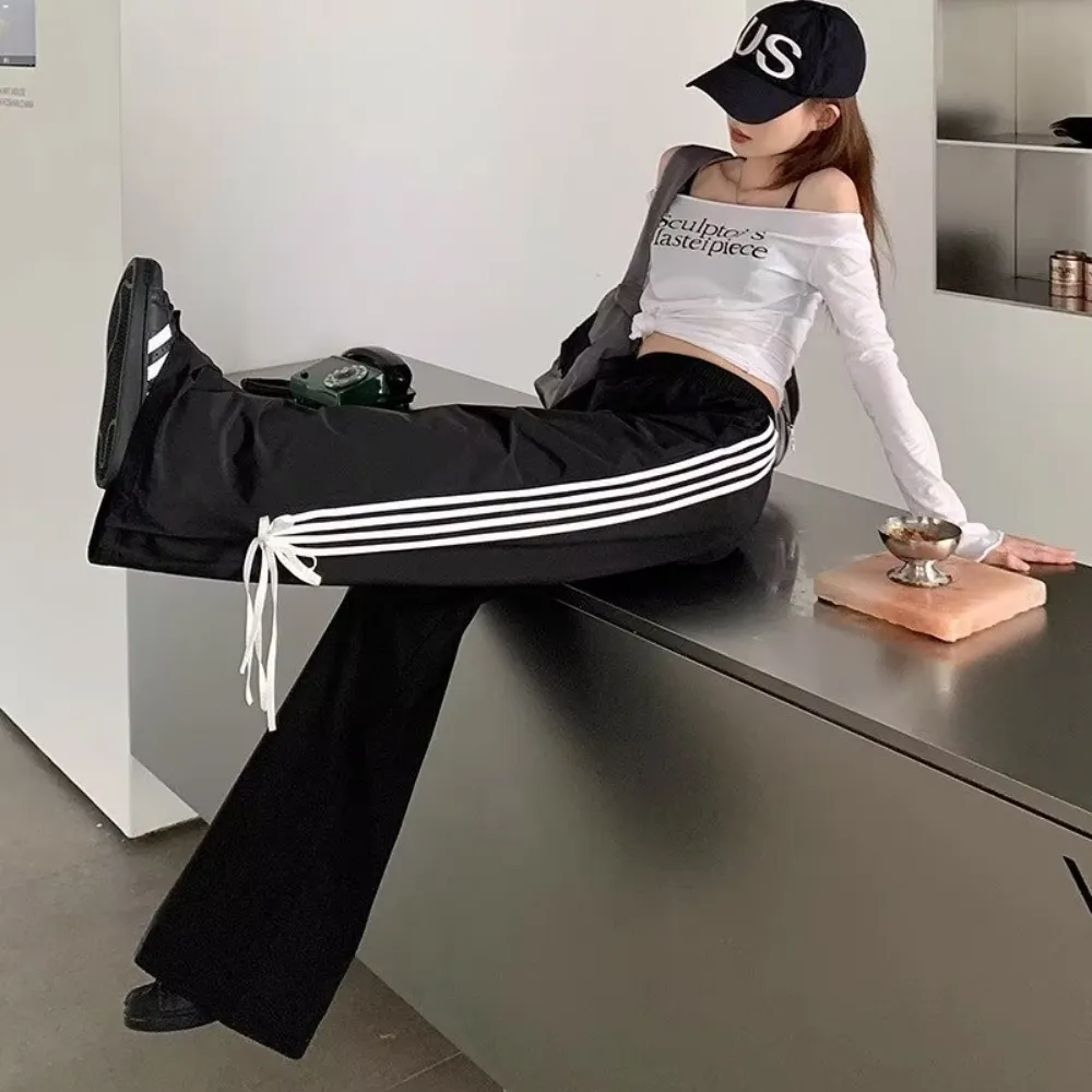 Women's Striped Braided Bow Sweatpants
