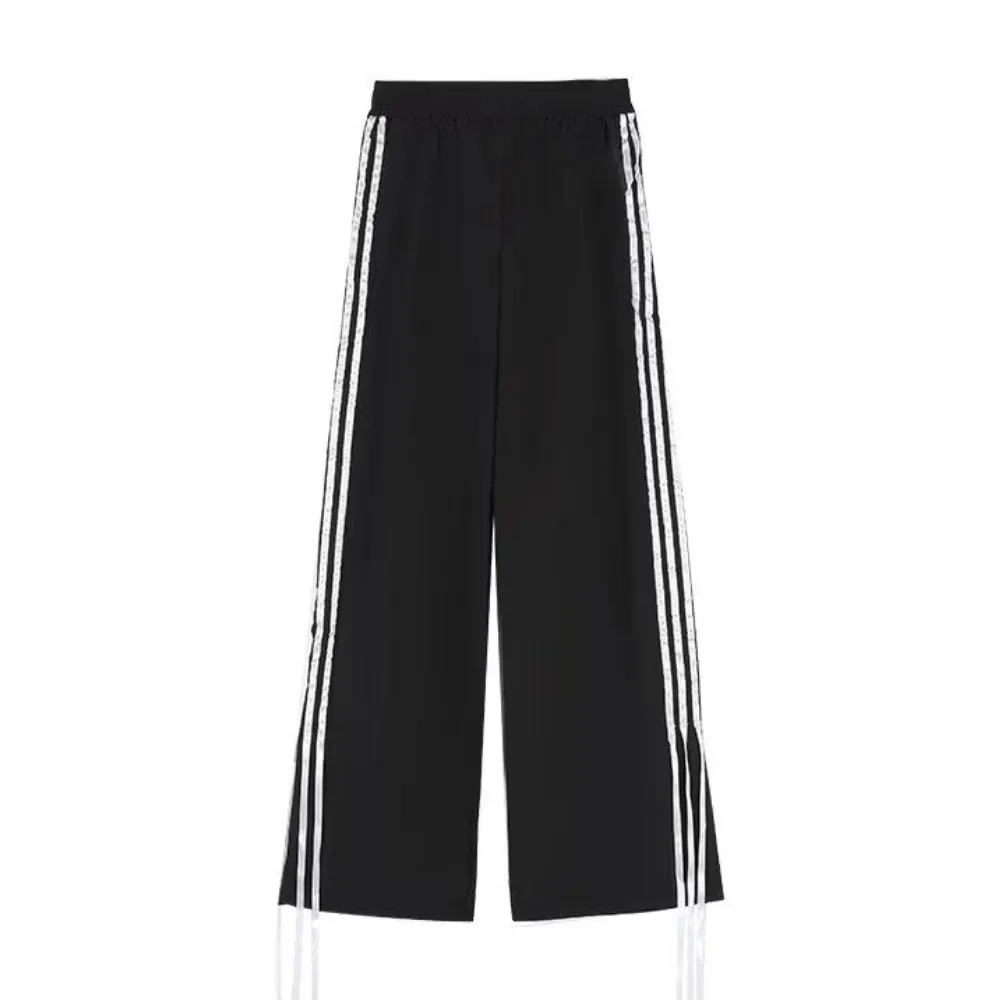 Women's Striped Braided Bow Sweatpants