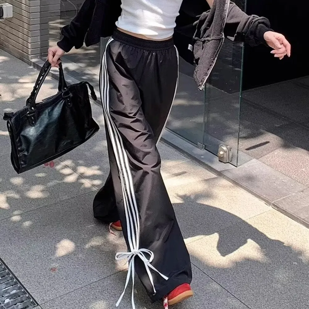 Women's Striped Braided Bow Sweatpants