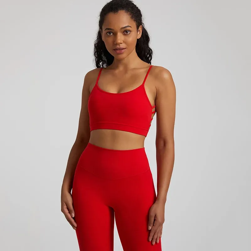 Women's V-Shaped Backless Sports Bras - Hollow Out Fitness Gym Bra, Padded Yoga Tank Tops