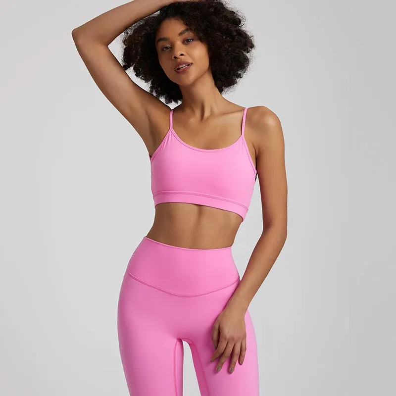 Women's V-Shaped Backless Sports Bras - Hollow Out Fitness Gym Bra, Padded Yoga Tank Tops