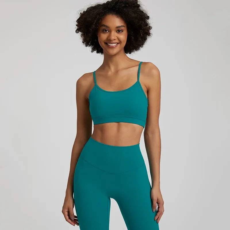 Women's V-Shaped Backless Sports Bras - Hollow Out Fitness Gym Bra, Padded Yoga Tank Tops