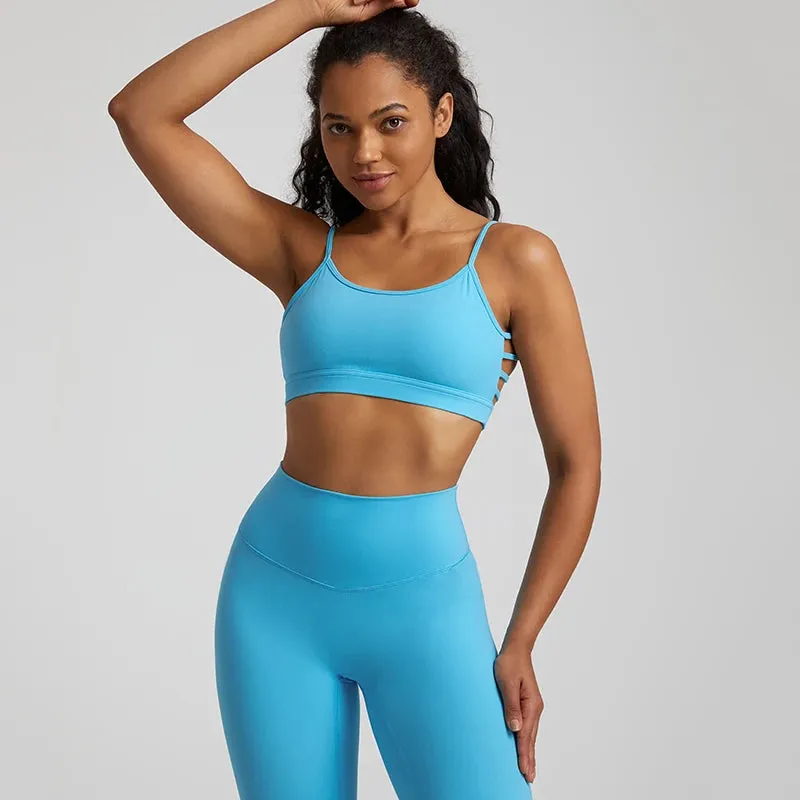 Women's V-Shaped Backless Sports Bras - Hollow Out Fitness Gym Bra, Padded Yoga Tank Tops