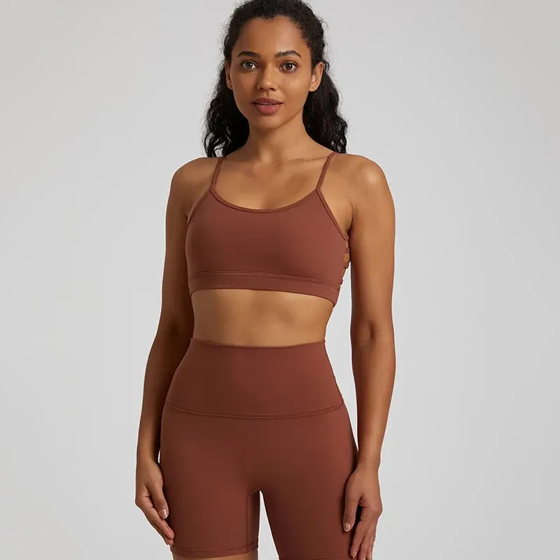 Women's V-Shaped Backless Sports Bras - Hollow Out Fitness Gym Bra, Padded Yoga Tank Tops