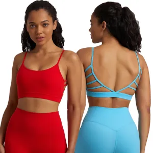 Women's V-Shaped Backless Sports Bras - Hollow Out Fitness Gym Bra, Padded Yoga Tank Tops