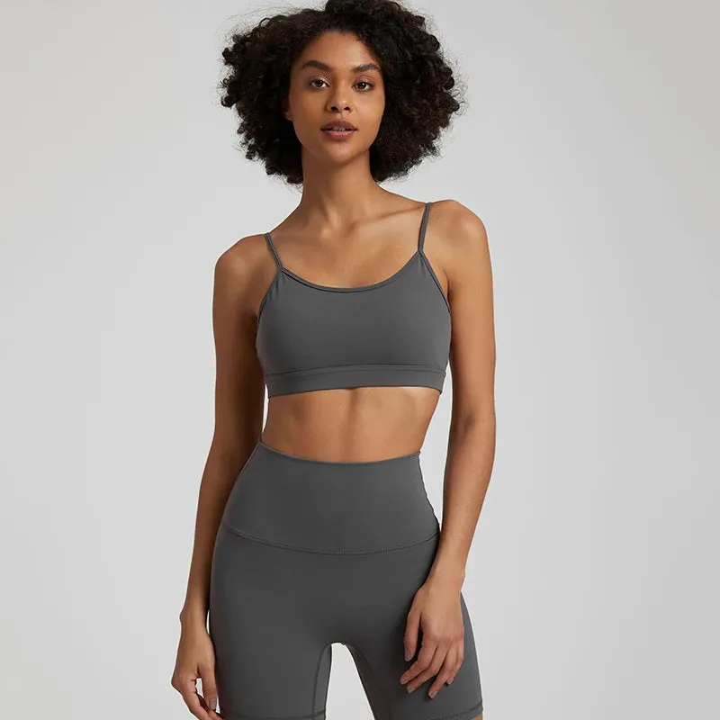 Women's V-Shaped Backless Sports Bras - Hollow Out Fitness Gym Bra, Padded Yoga Tank Tops