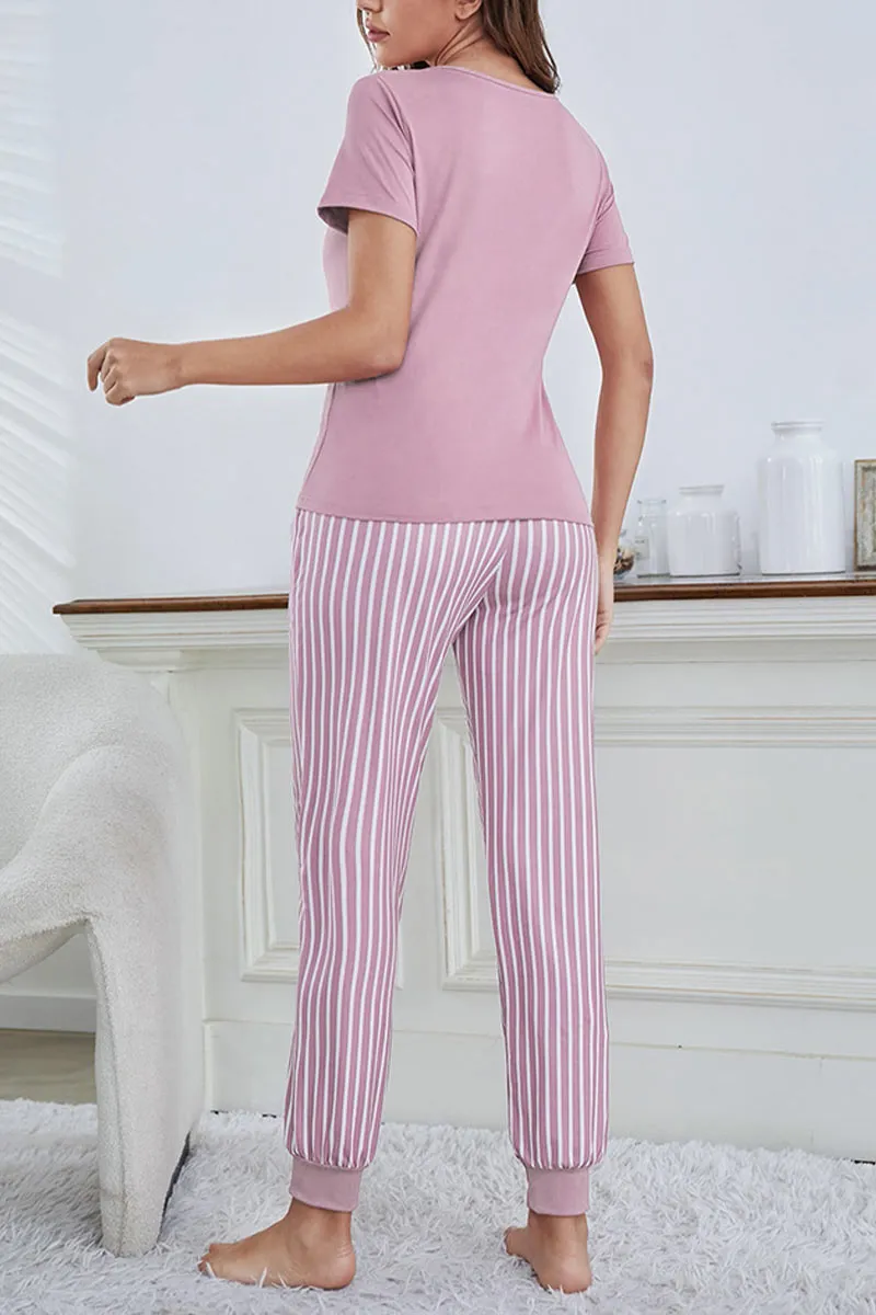XK0182 Tee and Pants Pajamas Set