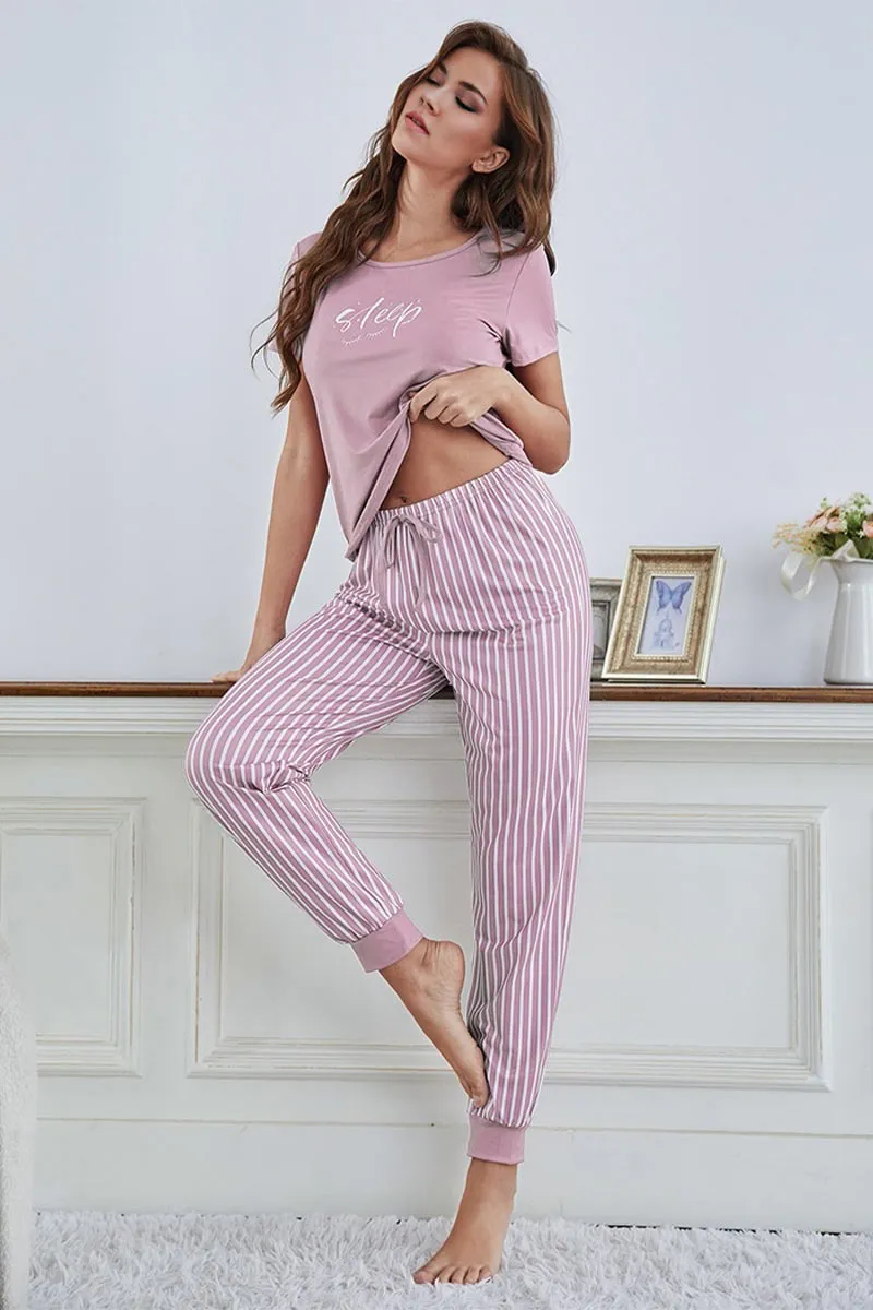 XK0182 Tee and Pants Pajamas Set