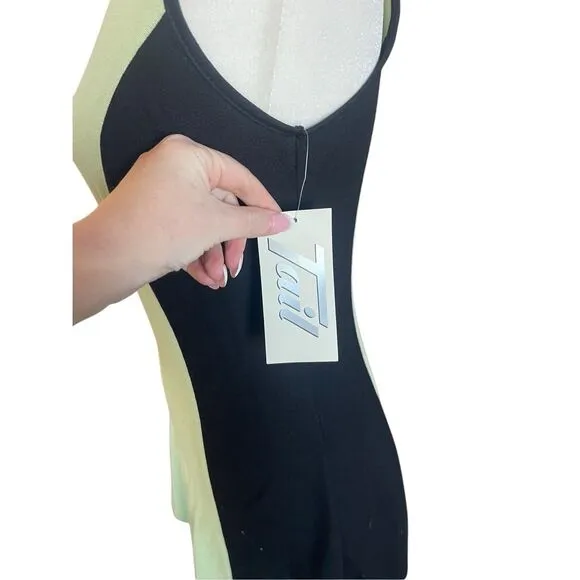 Y2K Tails green and black colorblock tennis mini dress