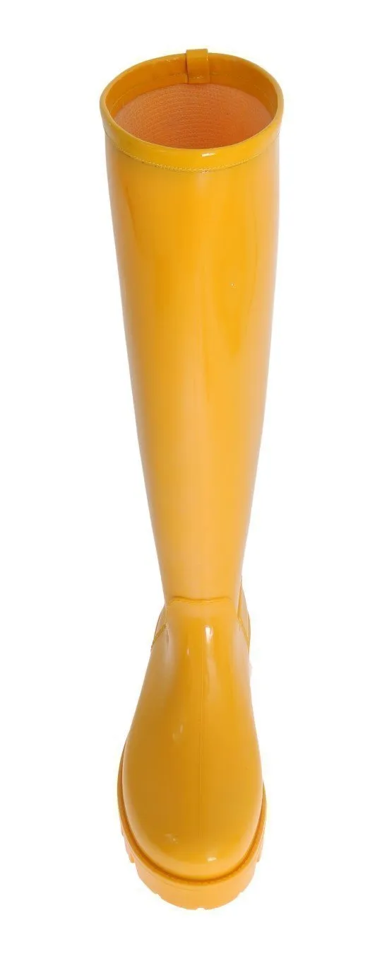 Yellow Rubber Knee Rain Boots