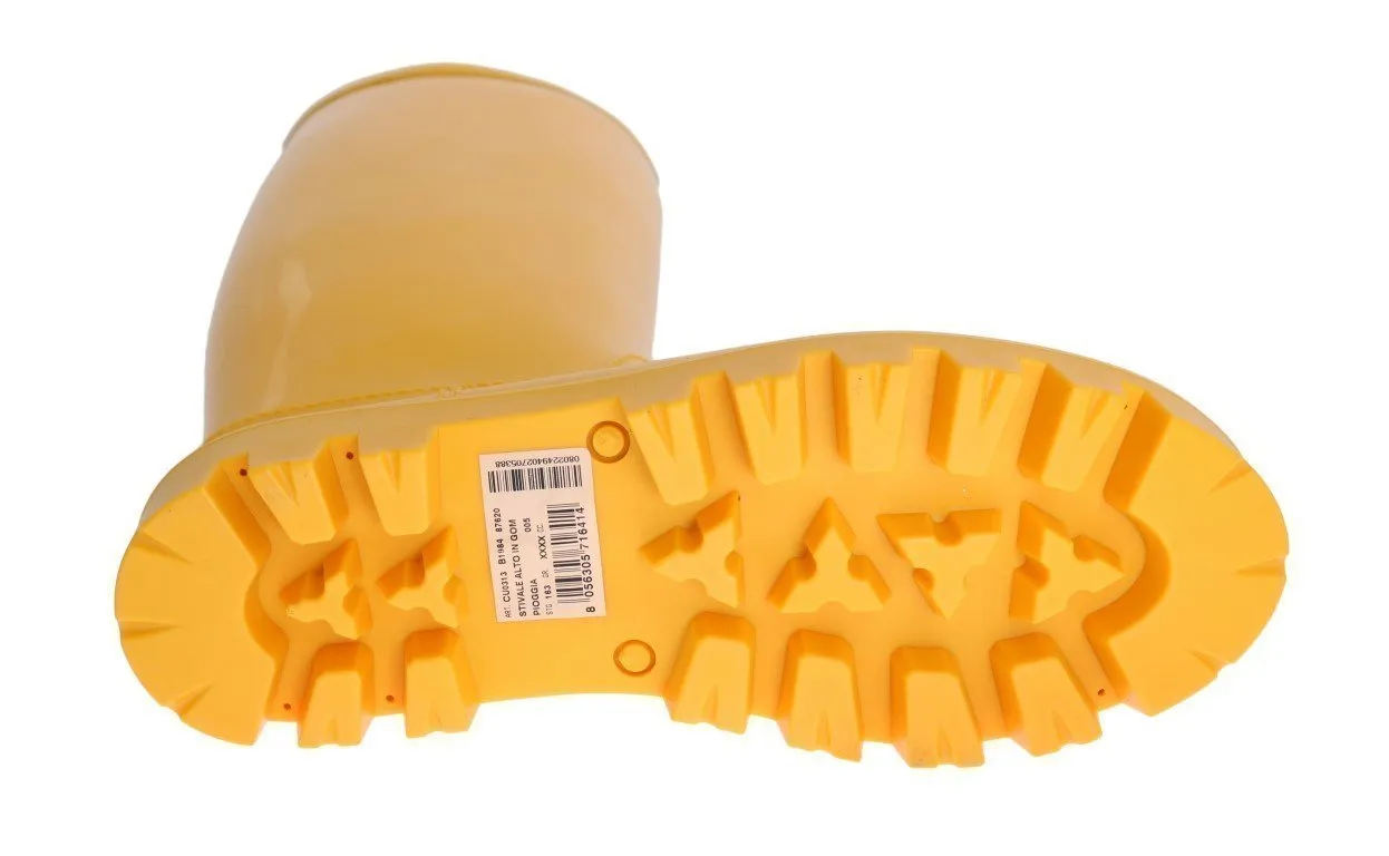 Yellow Rubber Knee Rain Boots