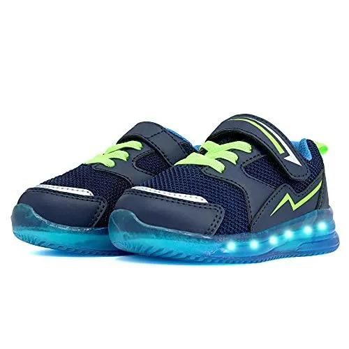 YESKIS Toddler Boys Light Up Shoes Dark Blue