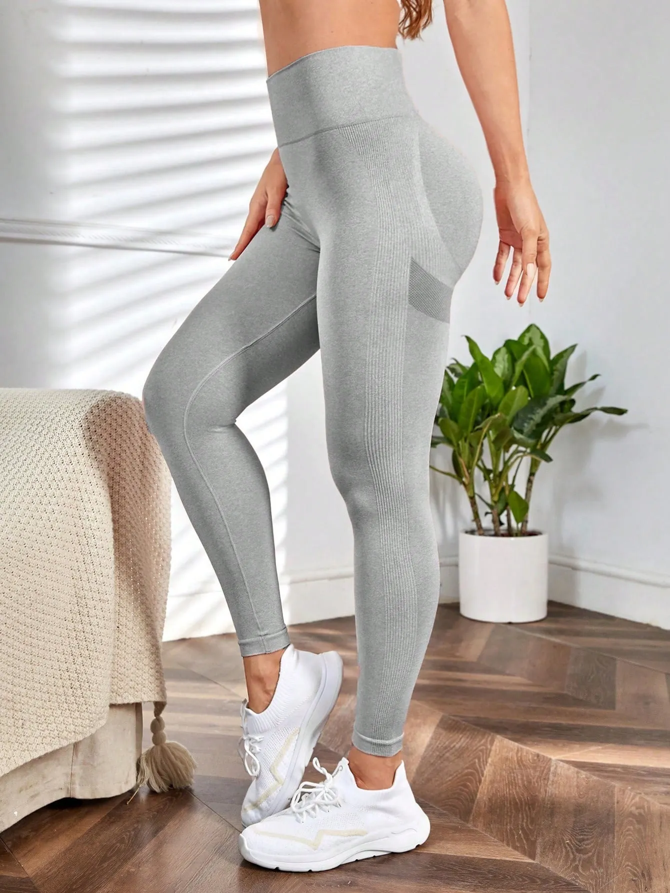 Yoga Leggings Seamless Wide Waistband Scrunch Butt Training Tights