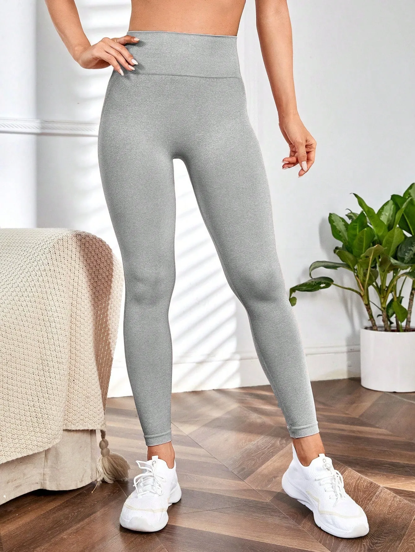 Yoga Leggings Seamless Wide Waistband Scrunch Butt Training Tights