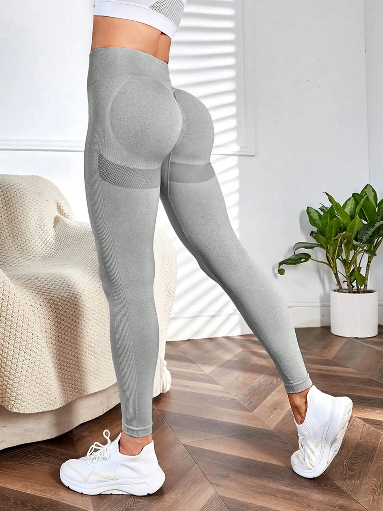 Yoga Leggings Seamless Wide Waistband Scrunch Butt Training Tights