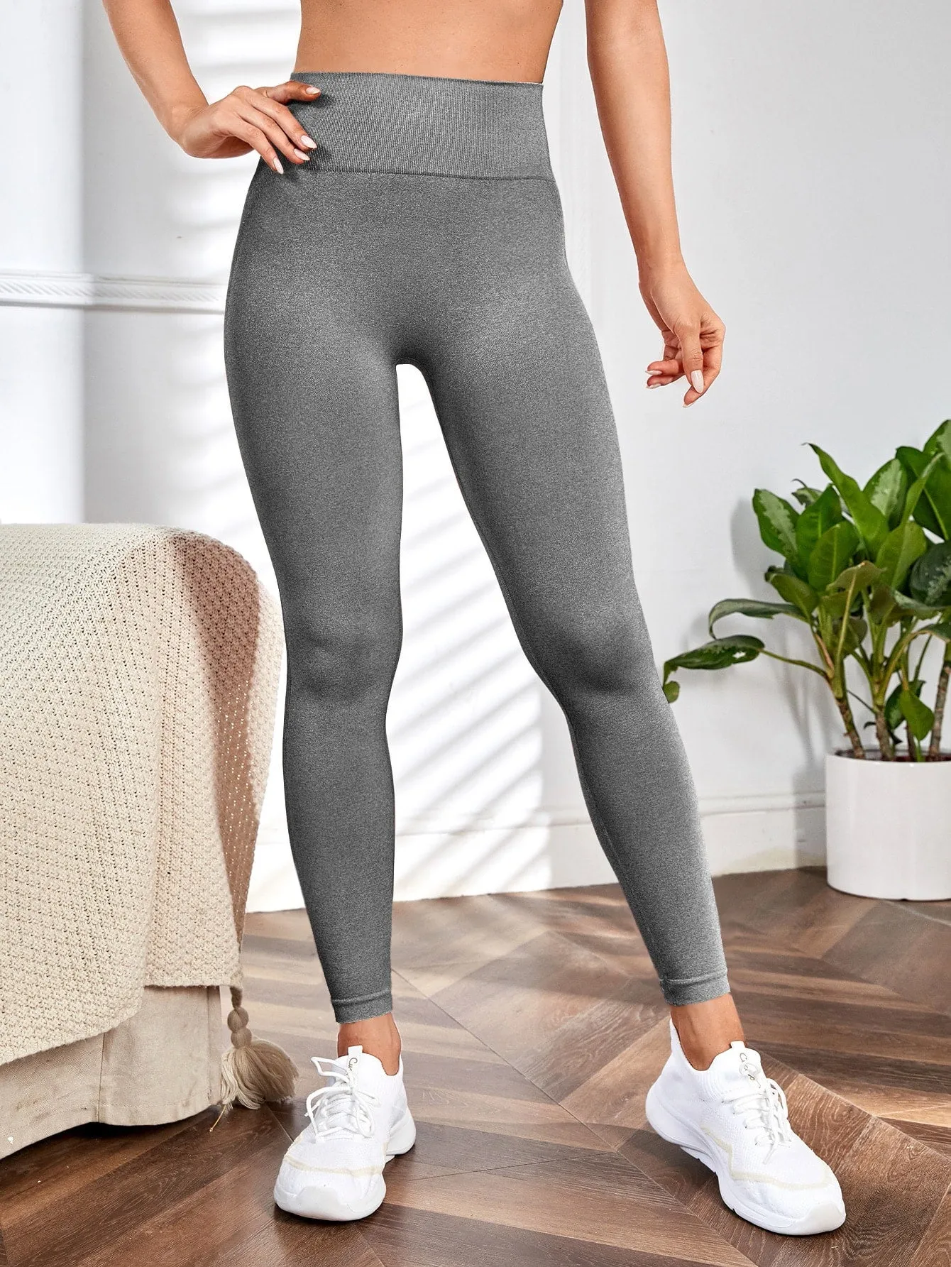 Yoga Leggings Seamless Wide Waistband Scrunch Butt Training Tights