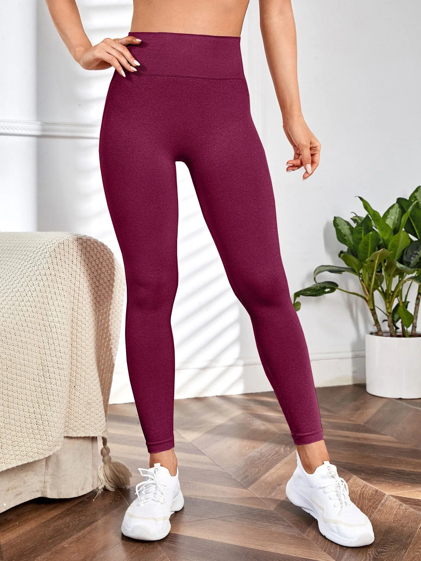 Yoga Leggings Seamless Wide Waistband Scrunch Butt Training Tights