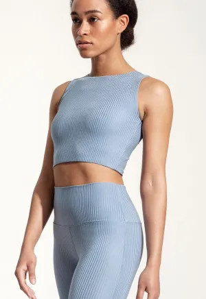Yoga Top "Amber" in blue rib