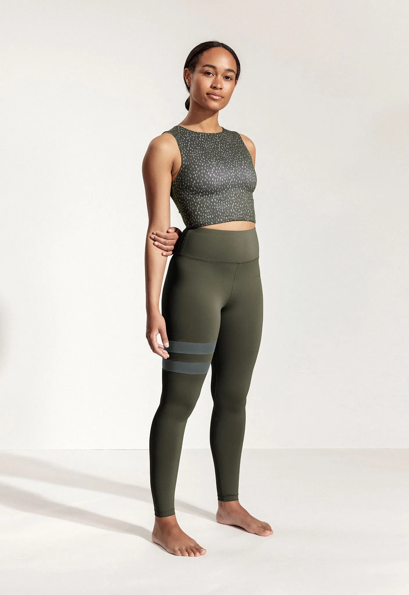 Yoga Top "Amber" with Green Moon