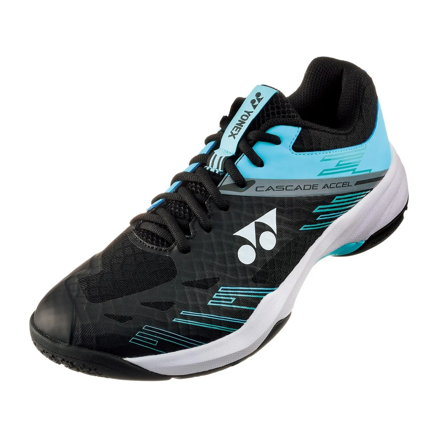 Yonex Power Cushion Cascade Accel Wide Fit Badminton Shoes - Black / Ice Blue