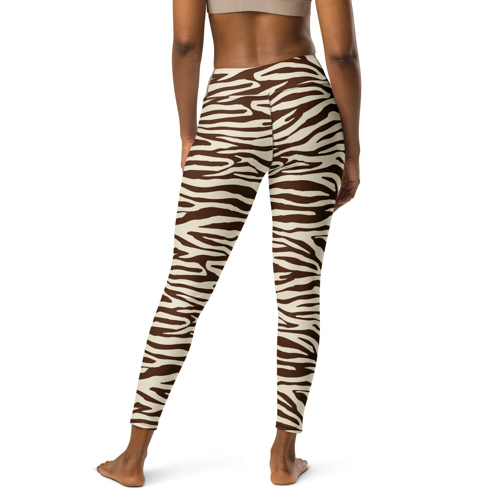 Zebra Pinted High waisted Leggings with contrast stitching