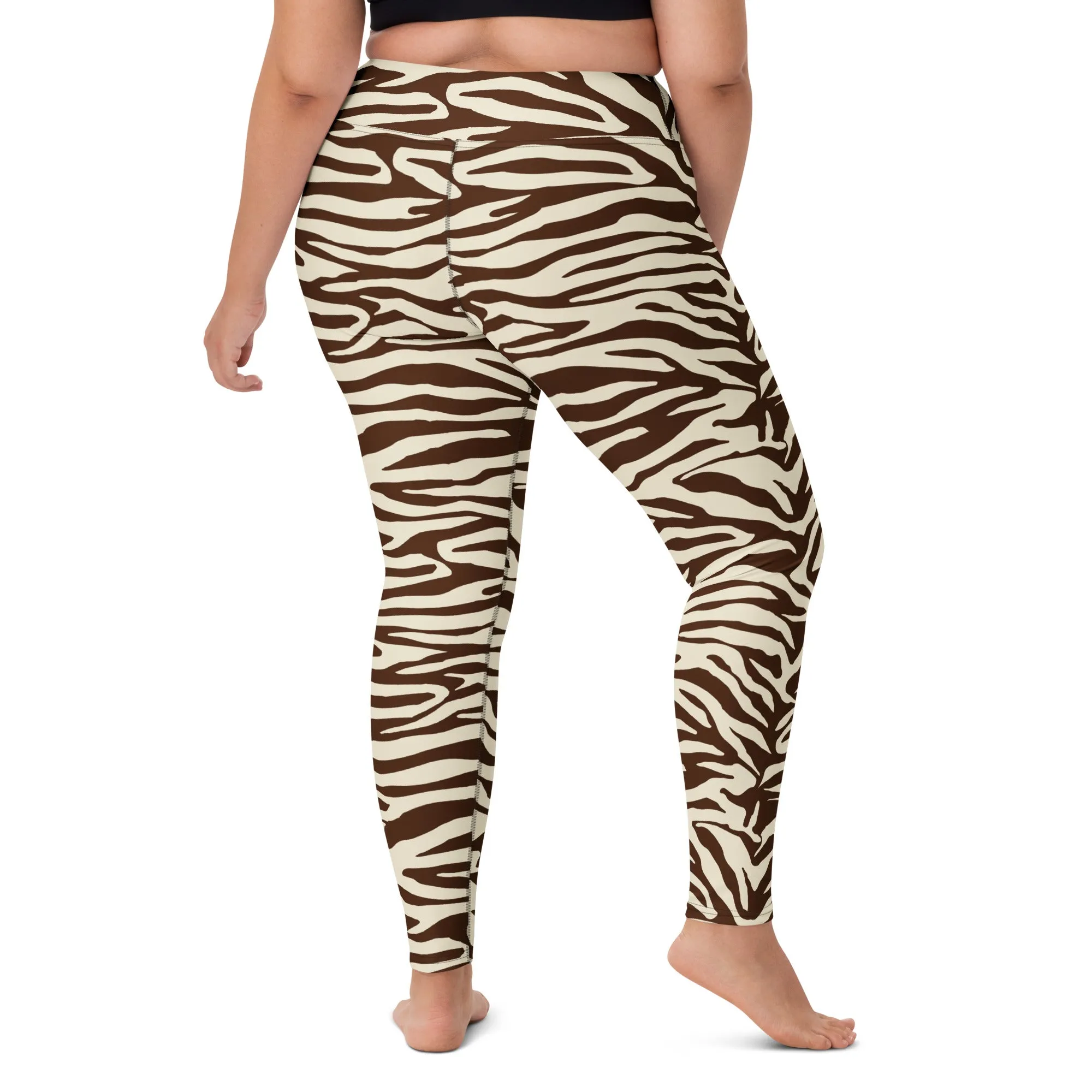 Zebra Pinted High waisted Leggings with contrast stitching