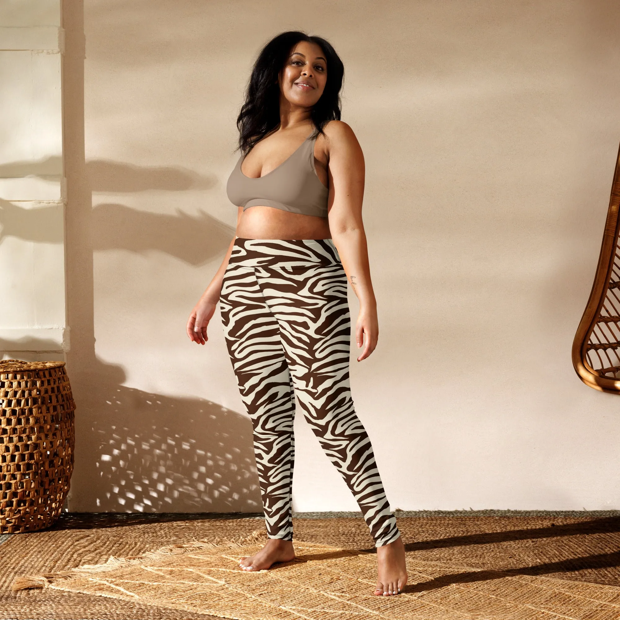 Zebra Pinted High waisted Leggings with contrast stitching