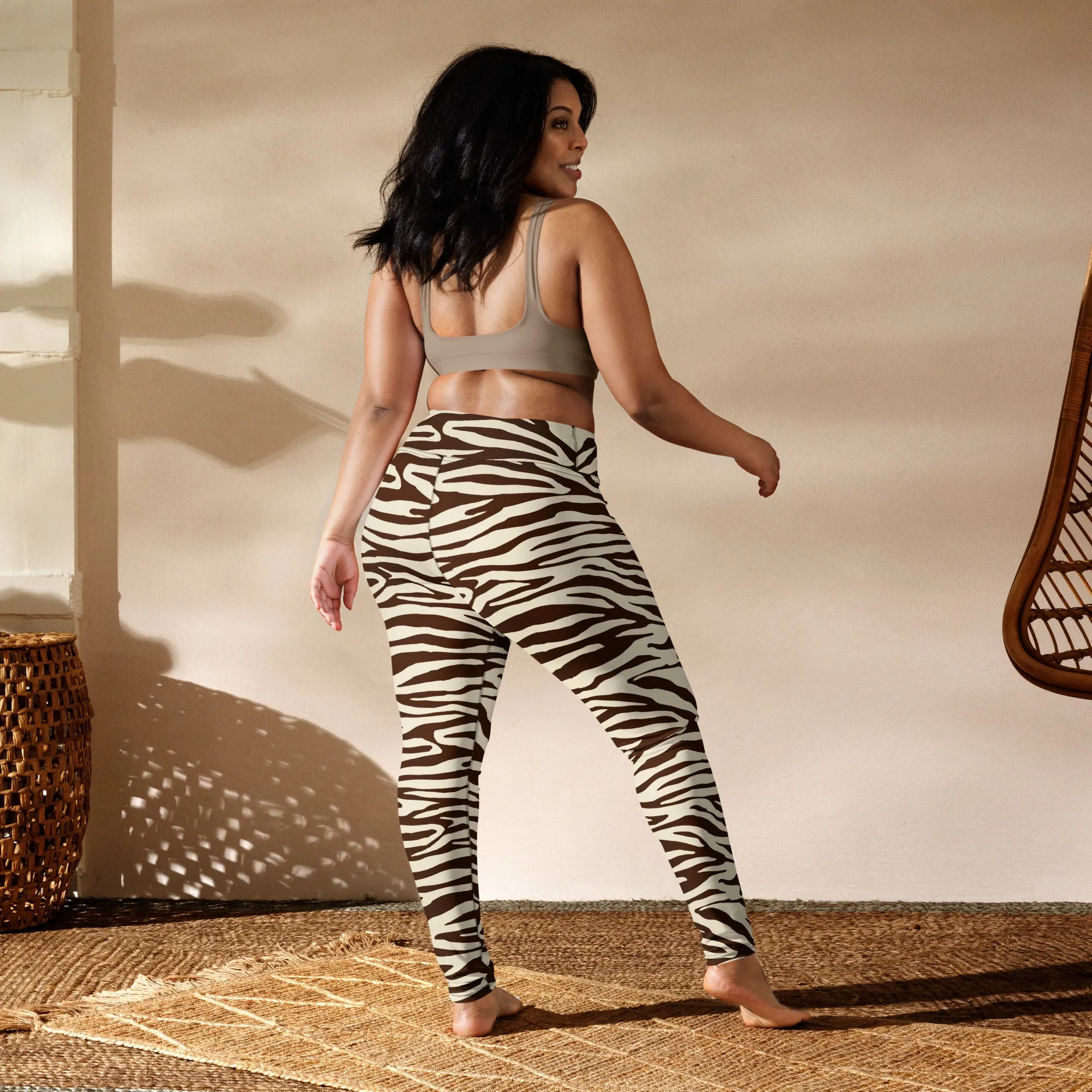 Zebra Pinted High waisted Leggings with contrast stitching