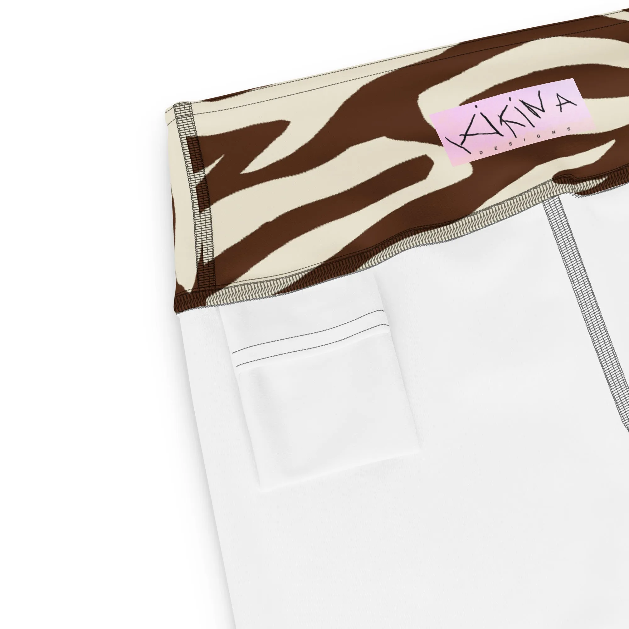 Zebra Pinted High waisted Leggings with contrast stitching